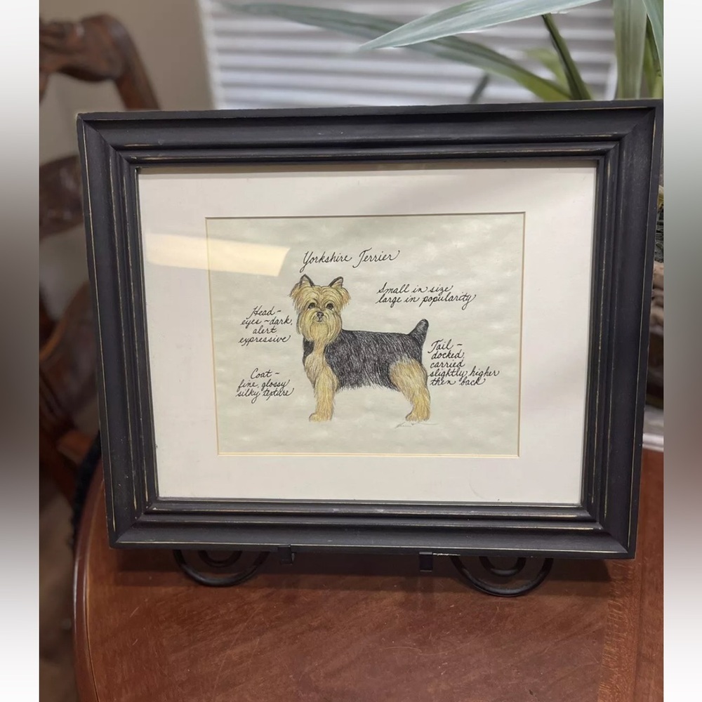 CLAPPER HOLLOW Design Yorkie PUPPY CUT FRAMED Art PRINT Yorkshire Terrier